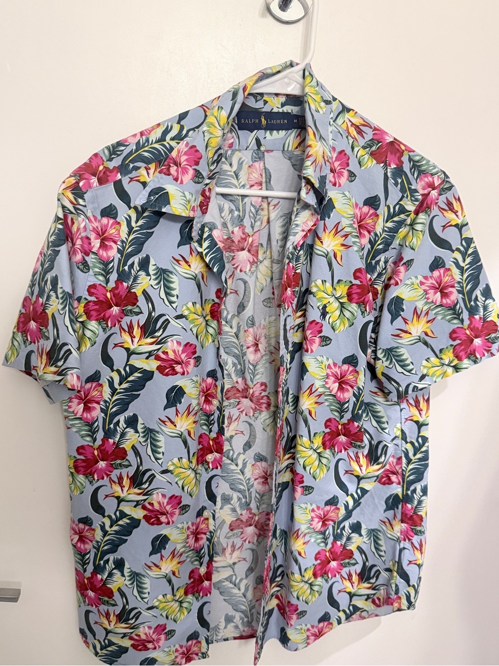 Ralph Lauren Light Blue Floral Hawaiian Button-Up Shirt